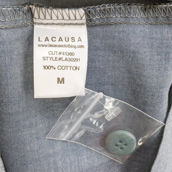 LACAUSA Bluebell Button Down Midi Dress Chambray Blue Medium - Picture 5 of 7